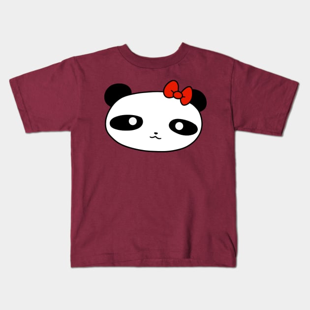 Bow Panda Face Kids T-Shirt by saradaboru